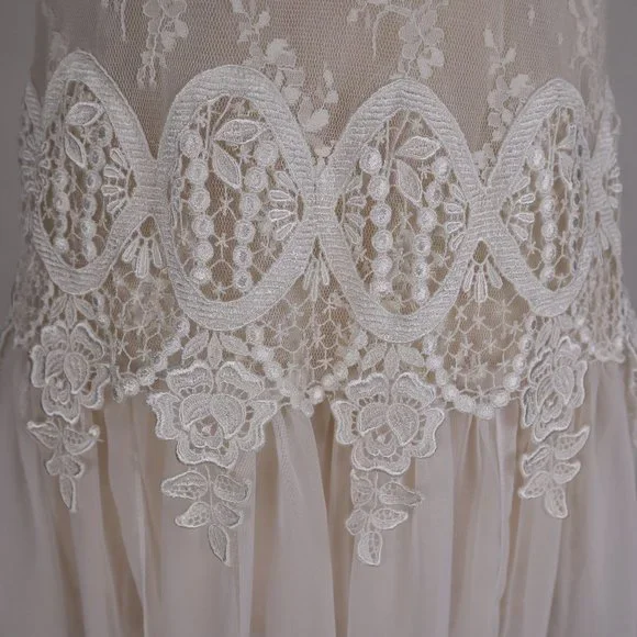 🌺 Vtg Jessica McClintock White Bridal Lace Nightgown Negligee Victorian Dress S - Picture 11 of 15
